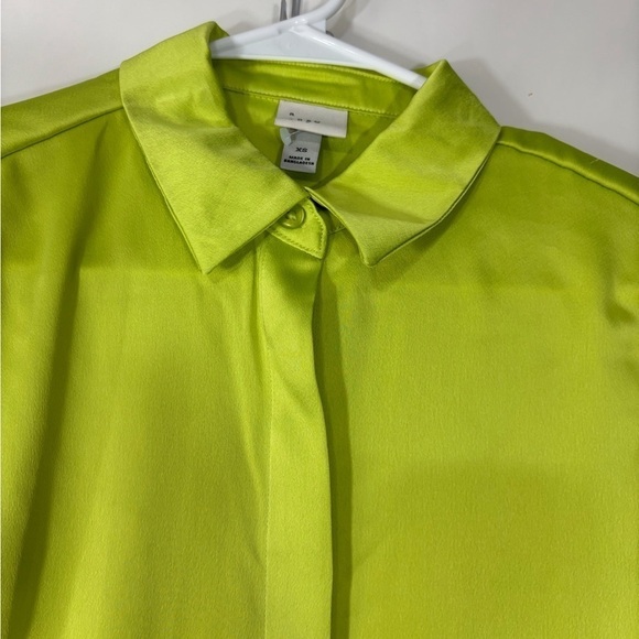 A New Day Dressy Satin Blouse in Lime Green XS - Picture 4 of 5